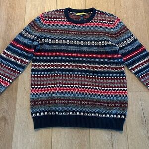 Holidays Christmas Prince & Fox Sweater Mens L Striped Long Sleeve Stretch